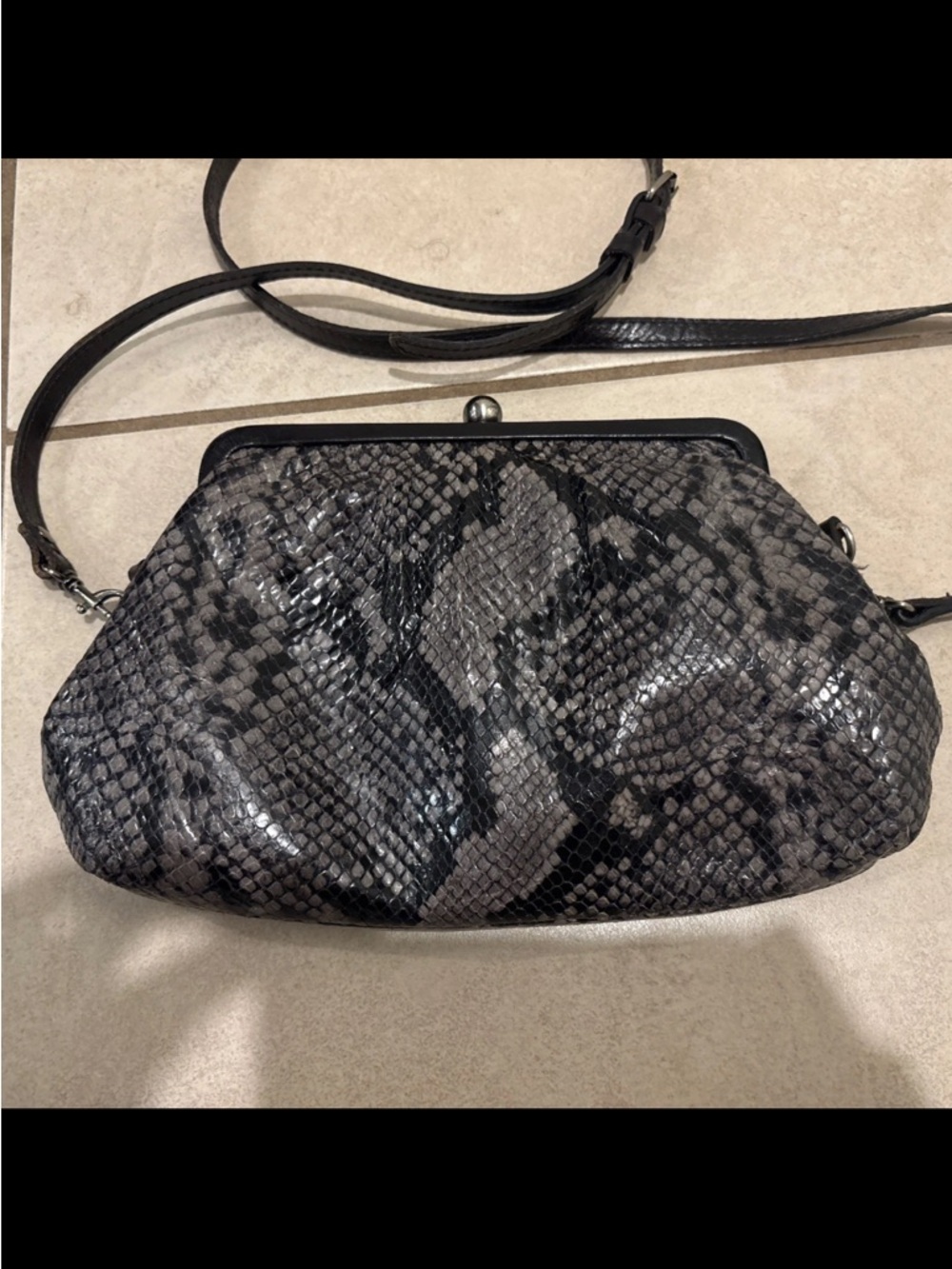 Patricia Nash Bonifati Frame Satchel Bag - Italian Python Leather & Chain Strap